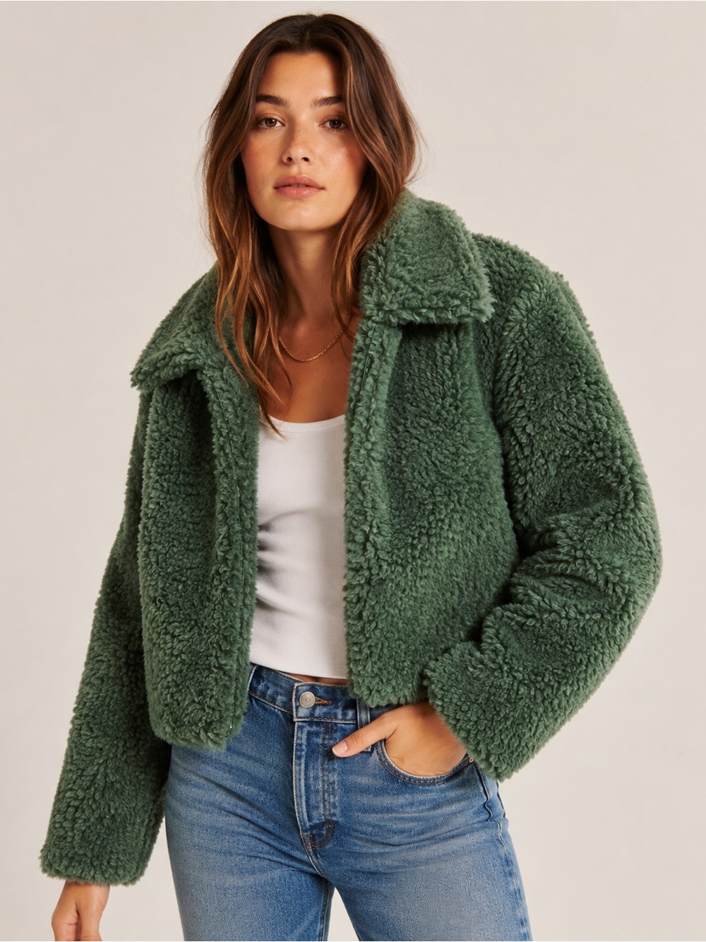 BLANK NYC Green Faux Shearling Teddy Jacket NWT Size Small Nordstrom